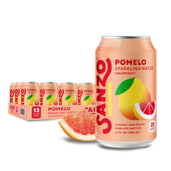 Sanzo Pomelo Grapefruit sparkling water can with crisp flavor and low calories.