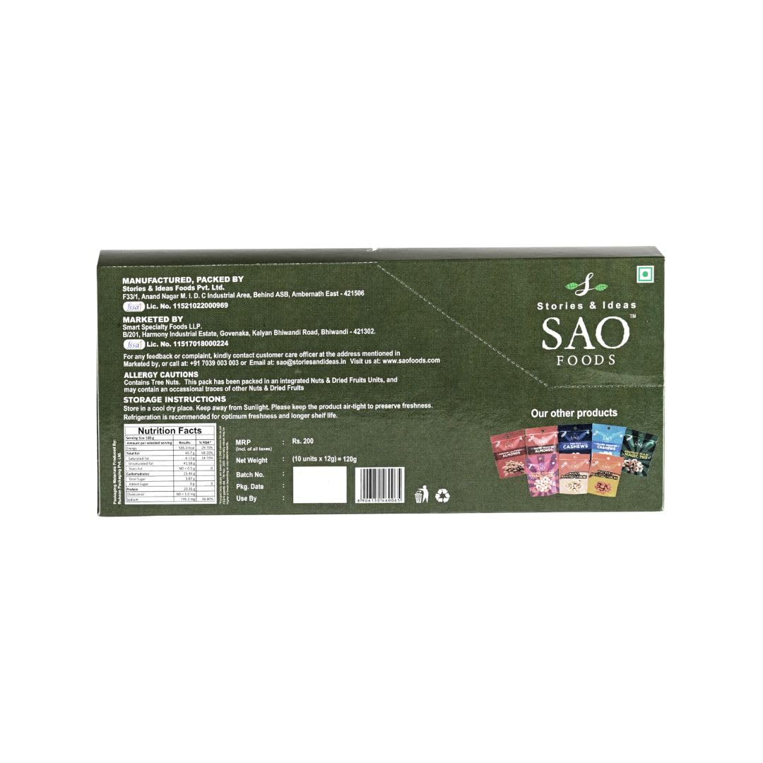 SAO Foods fresh-sealed pistachios pack maintains taste and crunch.