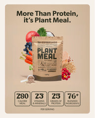Sapling Plant Meal smoothie bowl with chocolate blend ready for creamy breakfast.