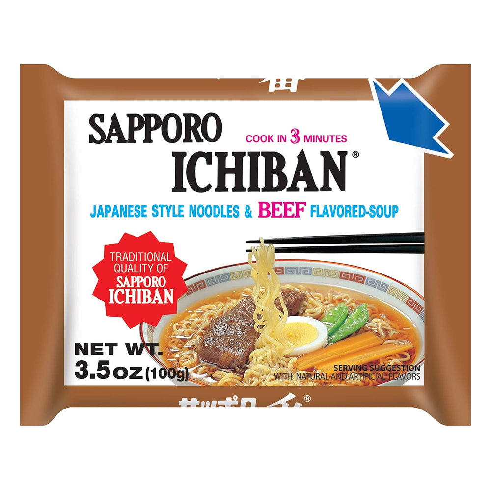 Sapporo Ichiban beef ramen noodles in boiling water for a fast meal