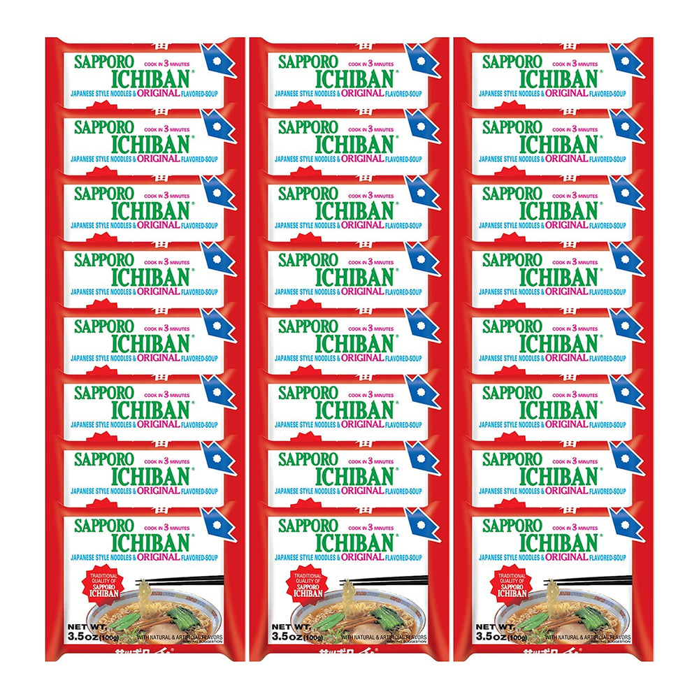Sapporo Ichiban Original Soy Sauce ramen pack front view, quick meals
