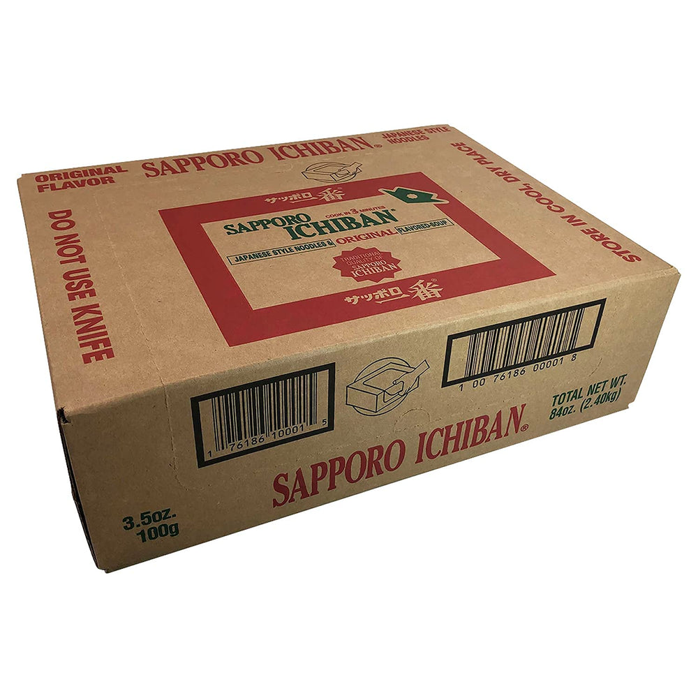 Closeup of Sapporo Ichiban ramen pouches for easy prep