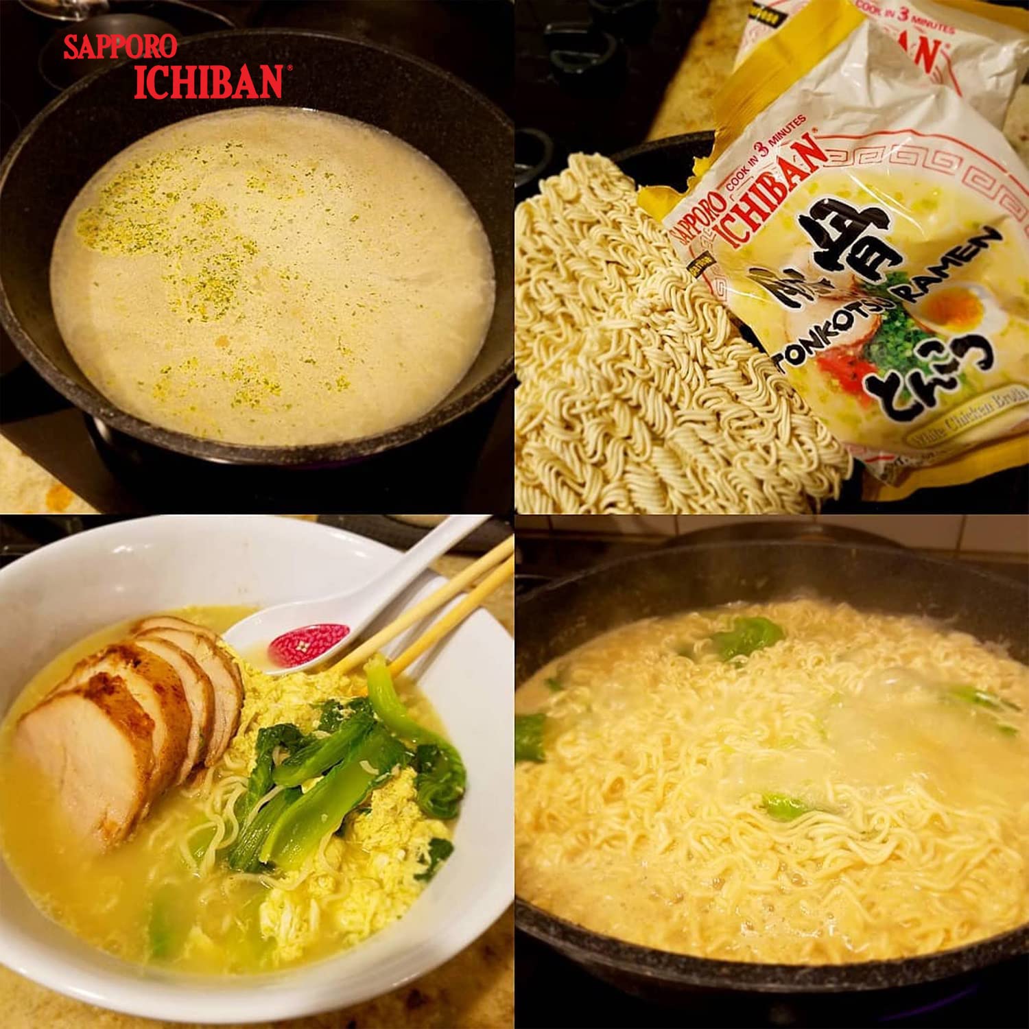 A quick three-minute meal with Sapporo Ichiban broth.