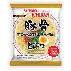 Sapporo Ichiban seasoning packet enhances the tonkotsu broth with depth.