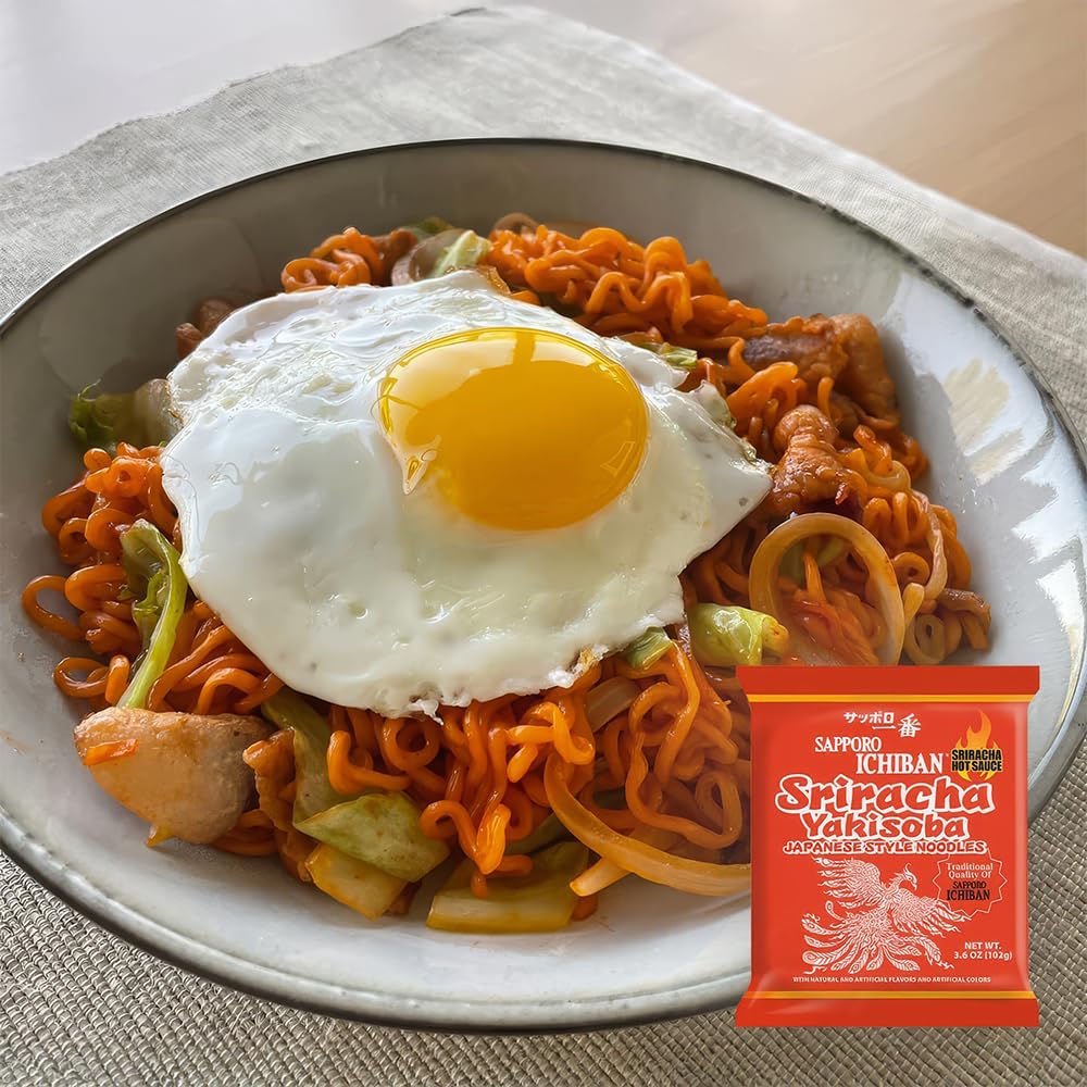 Sapporo Ichiban Sriracha Yakisoba ingredients and flavor notes for cooking