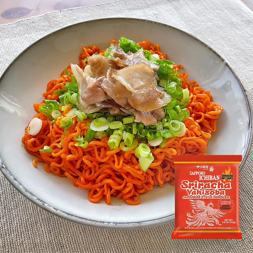 Serving idea: Sapporo Ichiban Sriracha Yakisoba with vegetables