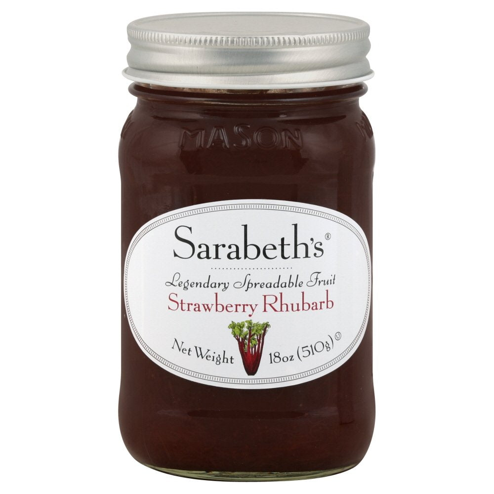 Sarabeth's Strawberry Rhubarb fruit spread jar adds a tasty, all-natural topping for toast