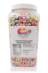 Sarah's Candy Factory assorted dehydrated marshmallow bits in jar for colorful cereal toppings