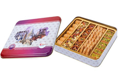 Sarah's Candy Factory baklava layers phyllo showing crisp pastry and nut texture.