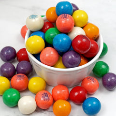 Sarah's Candy Factory reusable BPA-free jar shown with colorful gumballs.