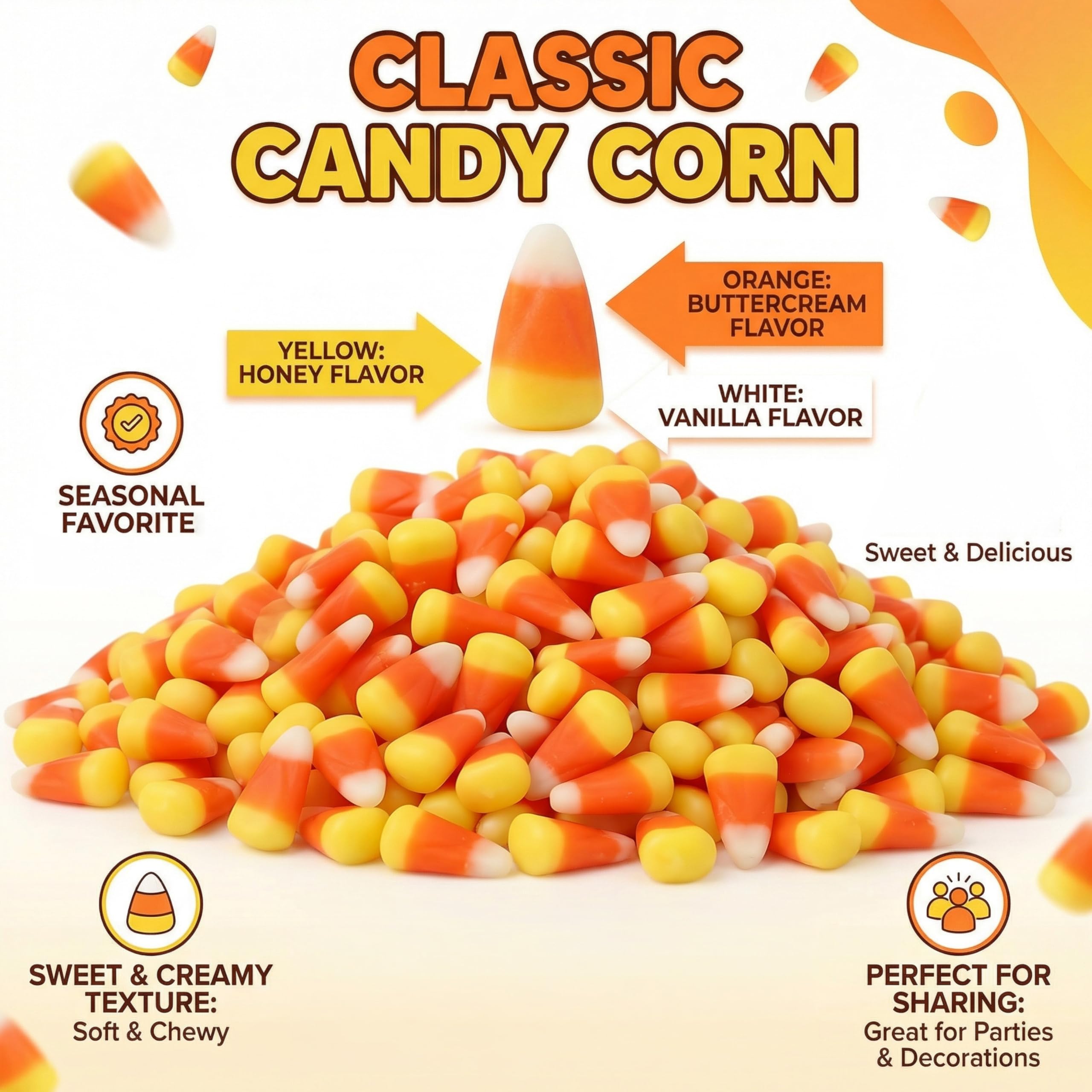 Sarah's Candy Factory candy corn 3-pound jar offers generous value.