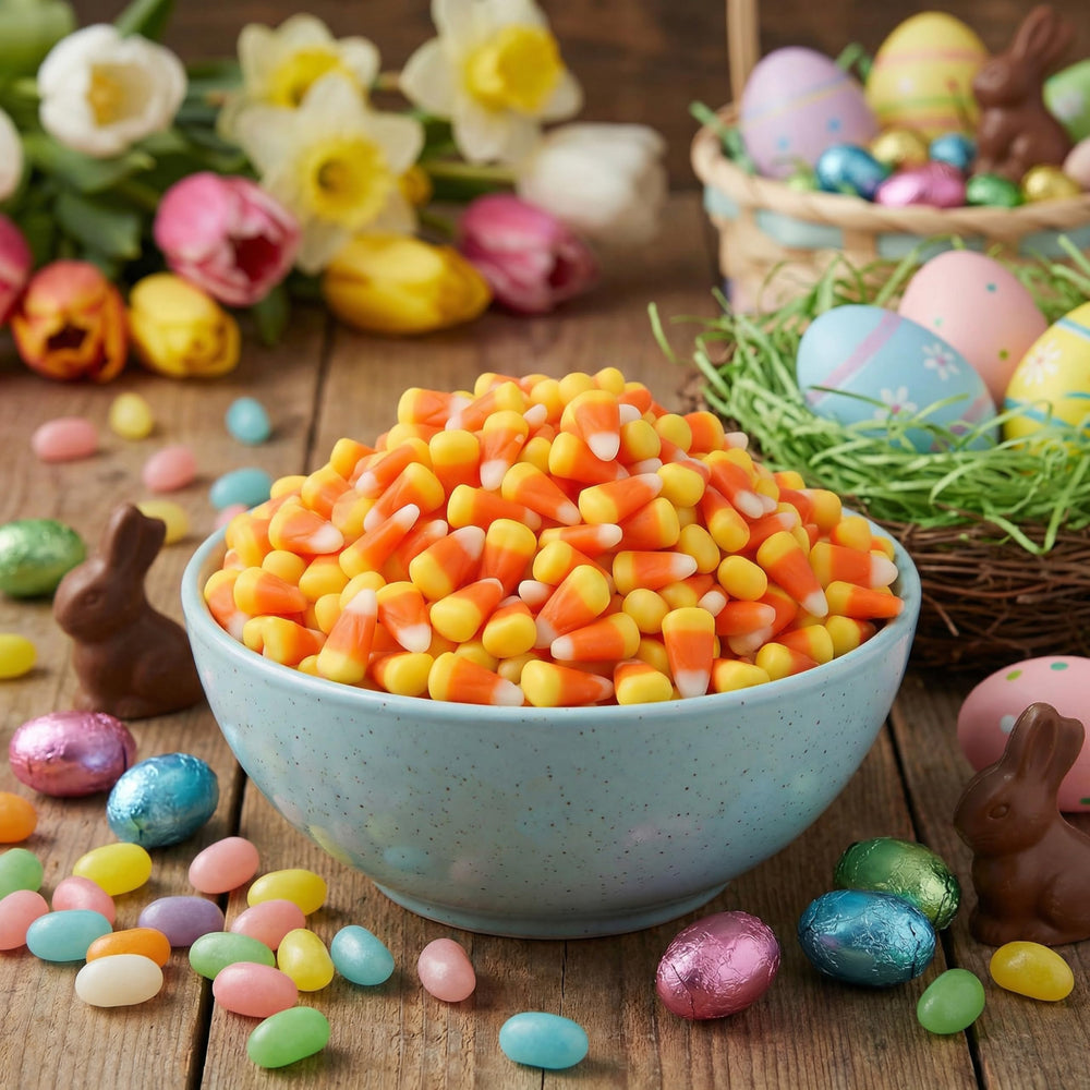 Sarah's Candy Factory candy corn jar seal helps keep freshness.