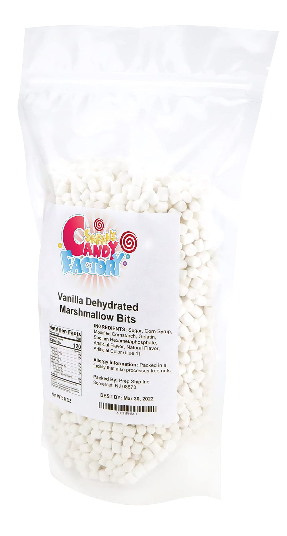 Sarah's Candy Factory vanilla mini marshmallow bits topping hot chocolate.