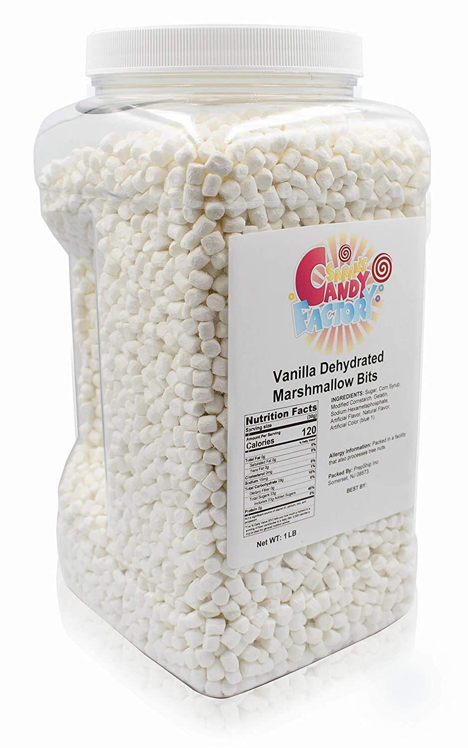 Vanilla mini marshmallows topping hot chocolate from Sarah's Candy Factory.