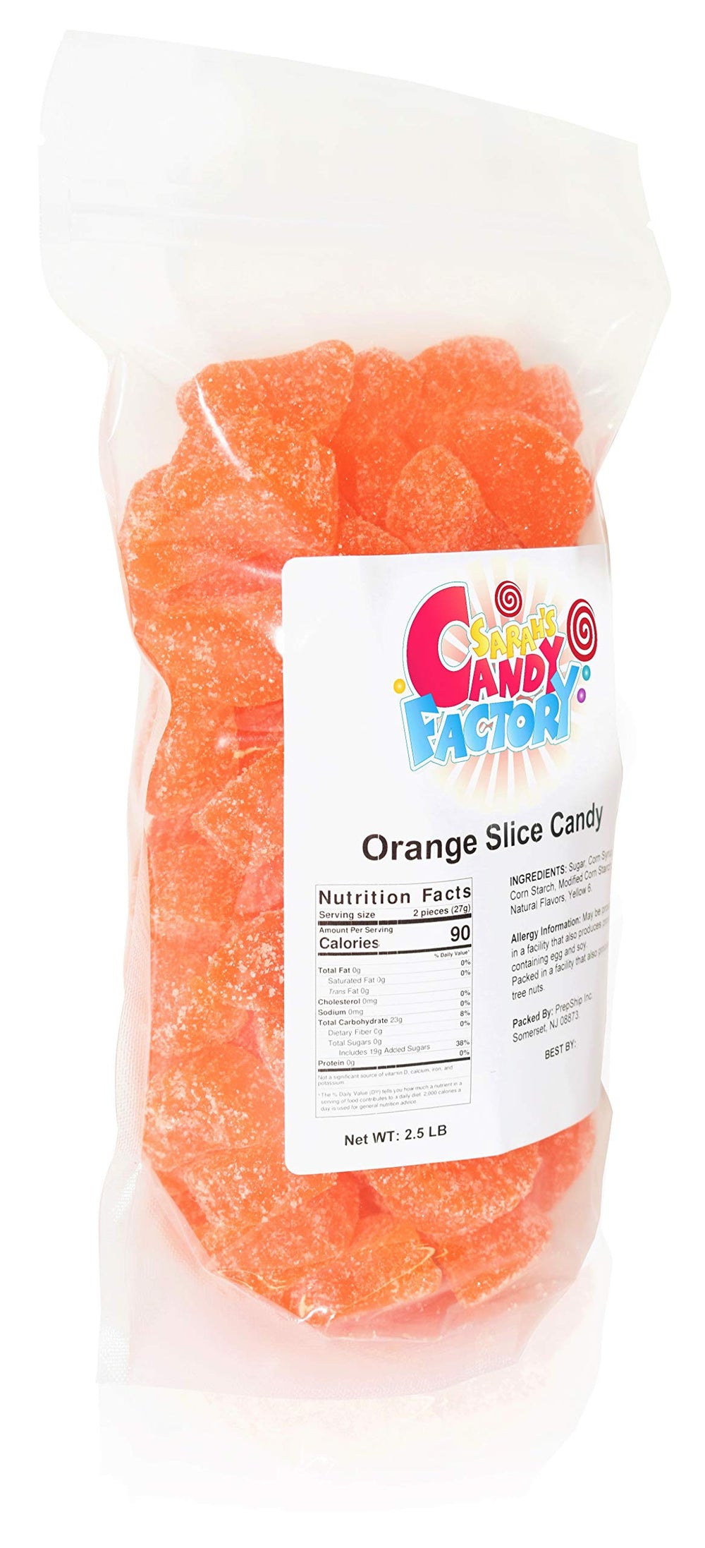 Sarah's Candy Factory orange slices wedges close-up for casual snacking.