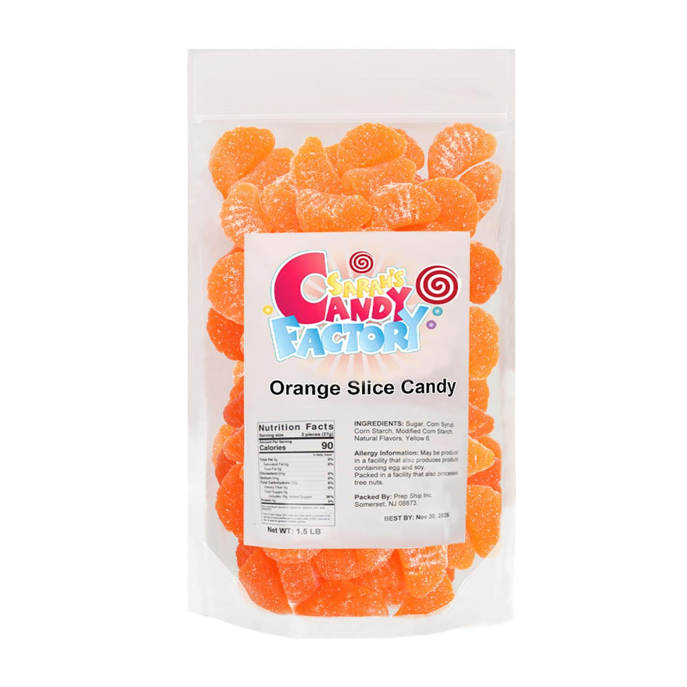 Sarah's Candy Factory orange slices resealable bag keeps flavor fresh