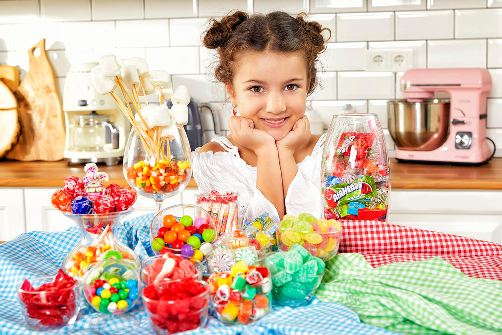 Sarah's Candy Factory Sanded Lemon Drops reusable jar keeps candy fresh.