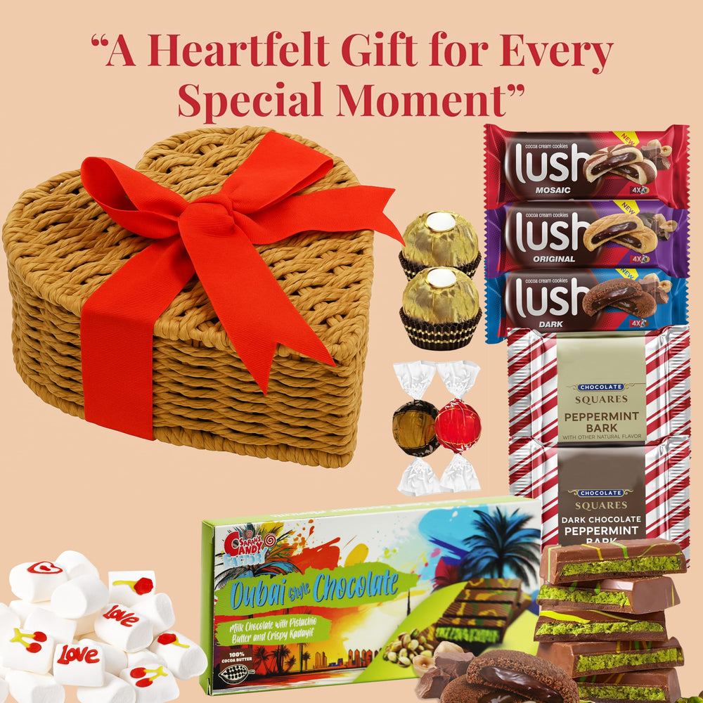 Sarah's Candy Factory heart basket ideal for Valentine’s Day gifting and celebrations.