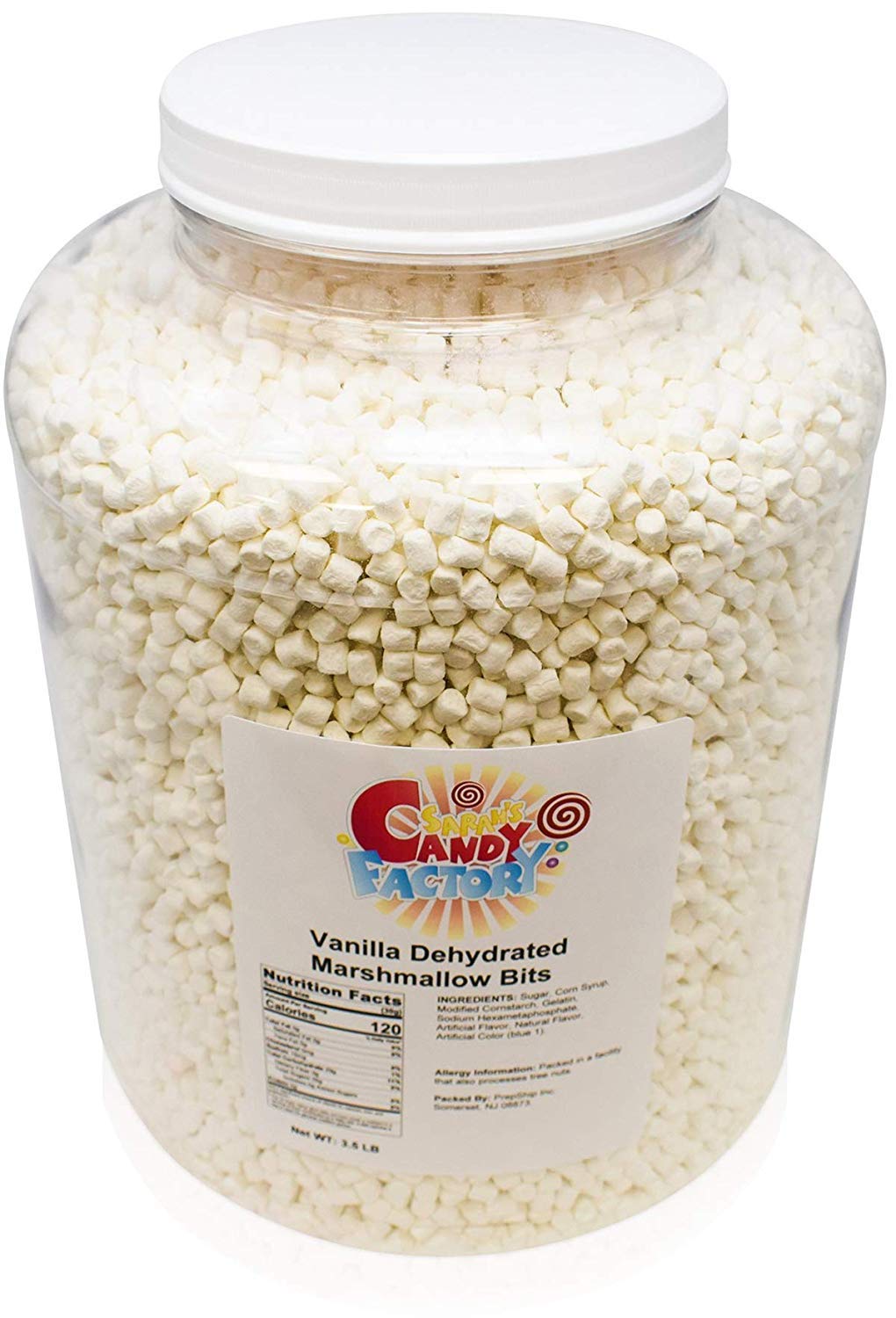 Sarah's Candy Factory vanilla mini marshmallows close-up shows crisp texture