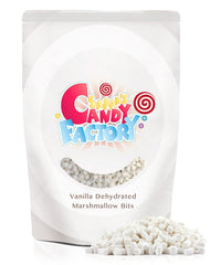 Sarah's Candy Factory vanilla mini marshmallow bits in resealable bag for easy topping