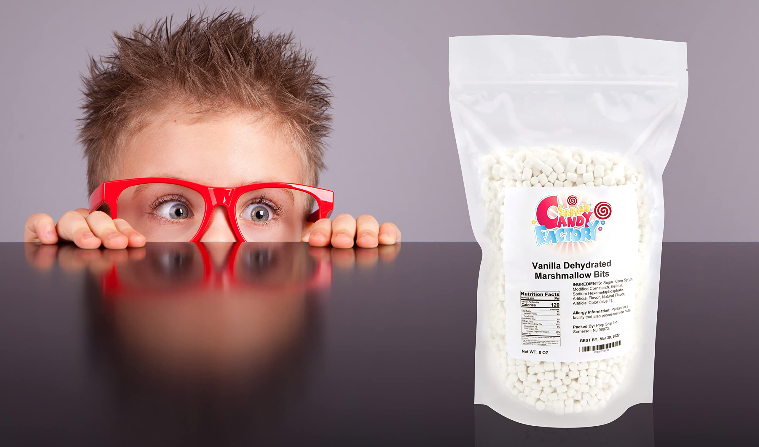Sarah's Candy Factory vanilla mini marshmallow bits as cereal topping.