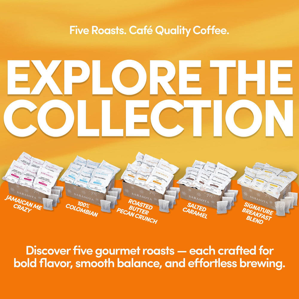 Sarasota premeasured packs stack neatly for bulk coffee service.