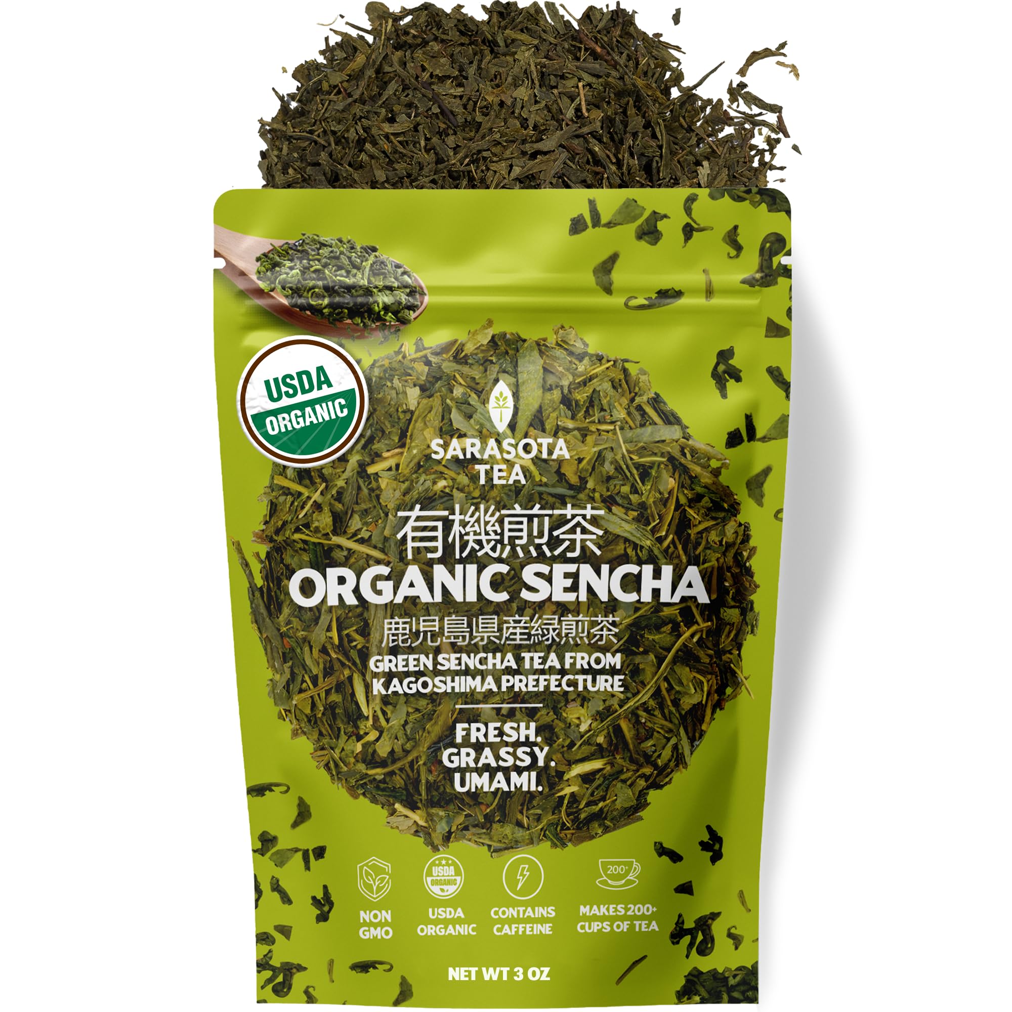 SARASOTA COFFEE & TEA CO. Sencha loose leaf for a bright grassy cup.