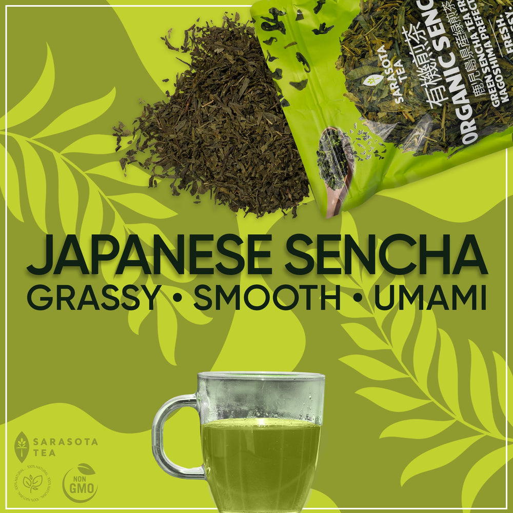 SARASOTA COFFEE & TEA CO. Sencha in a bag ready for quick brew.