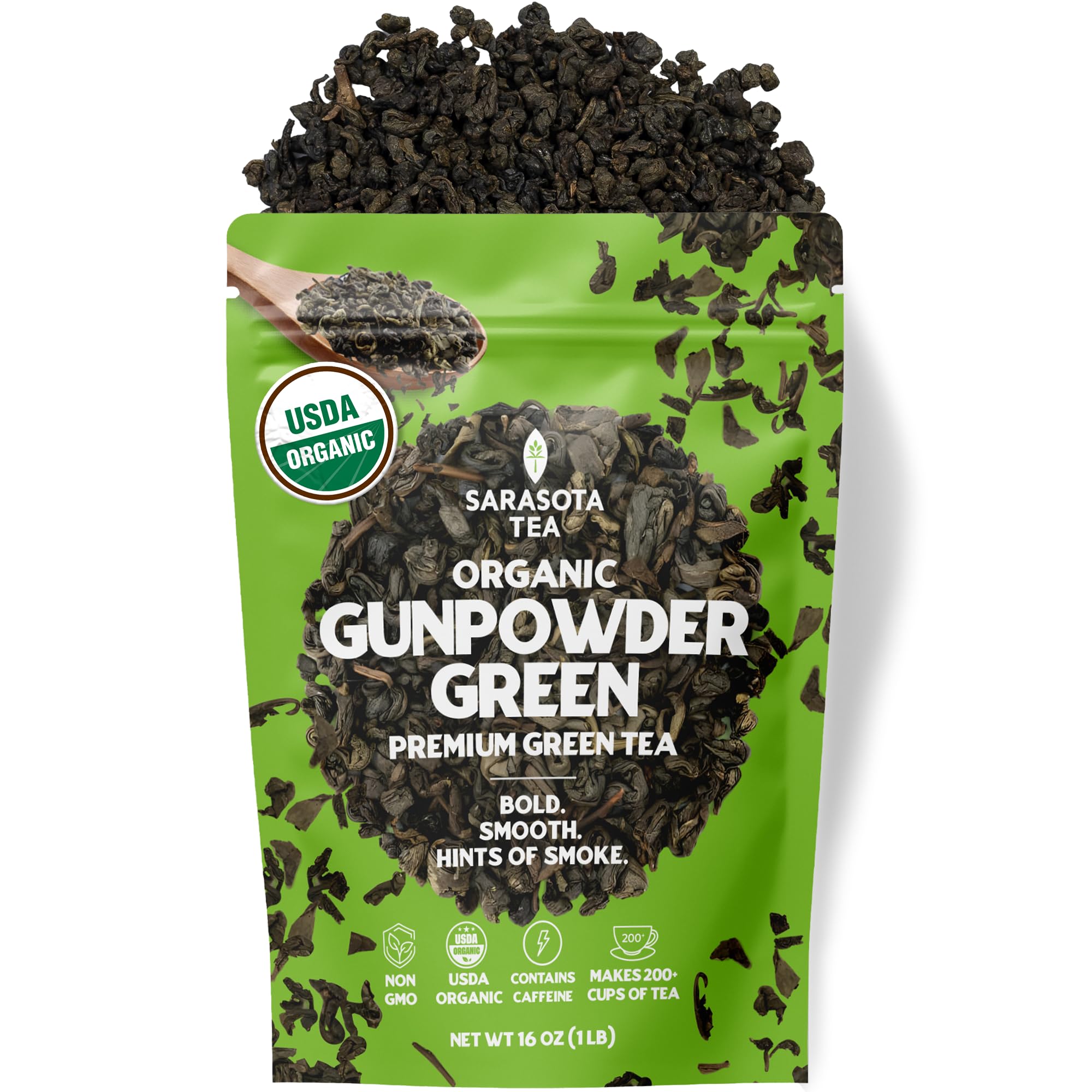 Sarasota Gunpowder Green Tea loose leaves ready for bold brew