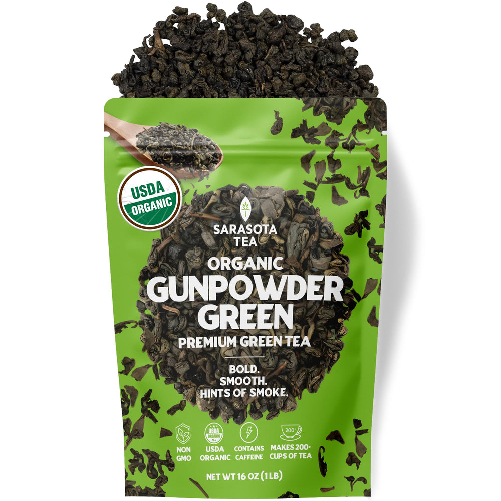 Sarasota Gunpowder Green Tea loose leaves ready for bold brew
