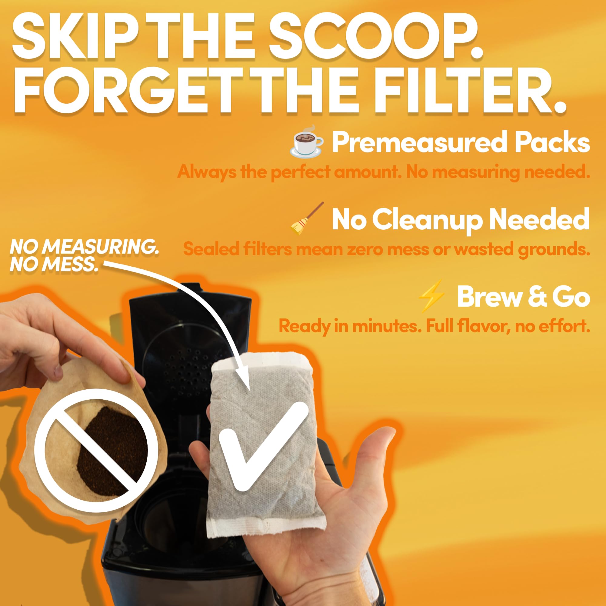 Sarasota premeasured filter packs deliver consistent 10-12 cup brews every time.