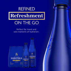 Close-up of Saratoga bottle showing recycled materials.