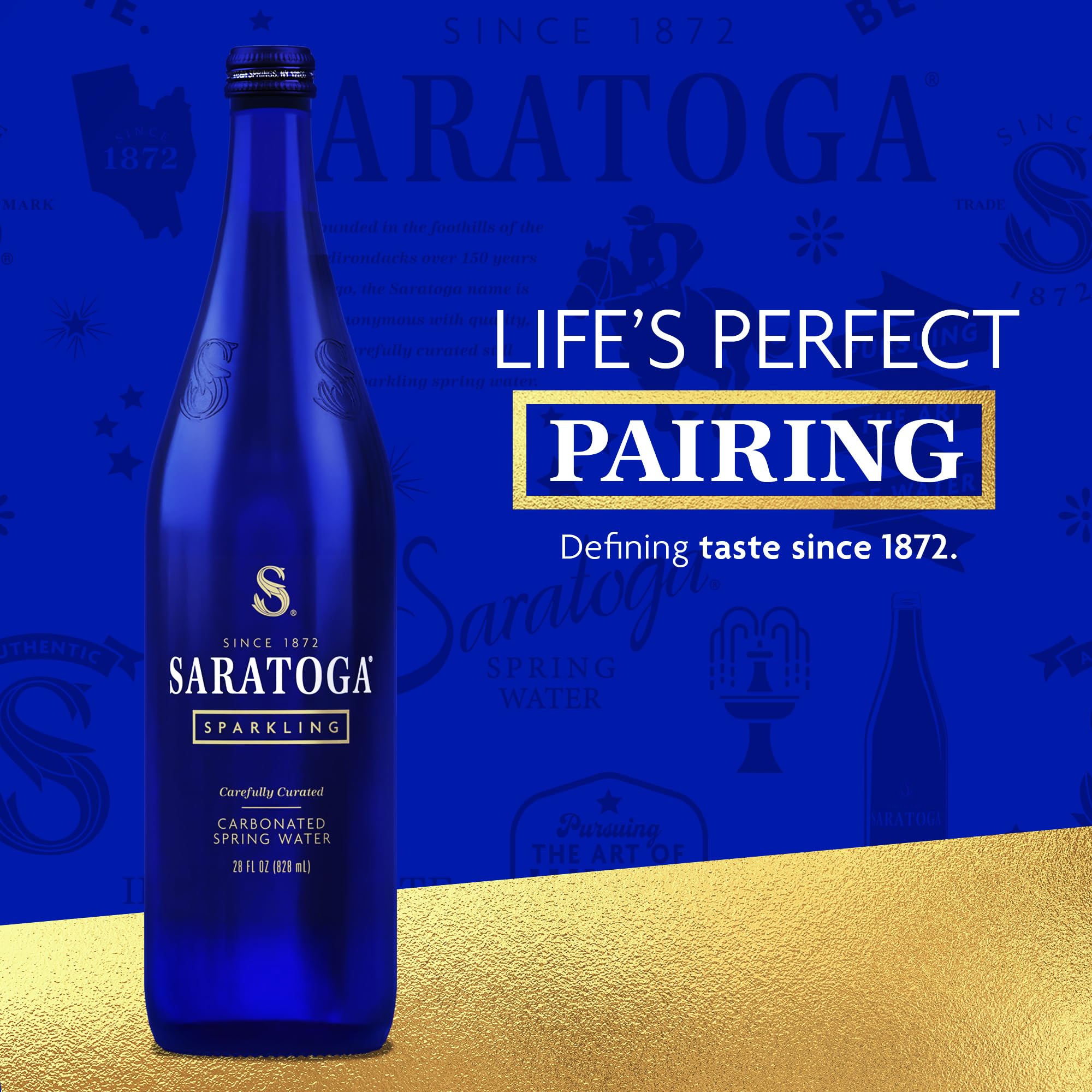 Table setup featuring Saratoga Sparkling Water for casual gatherings.