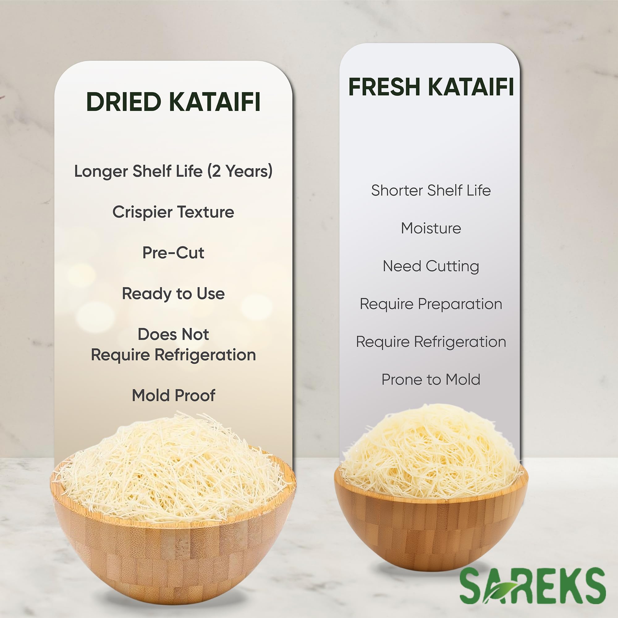 SAREKS Kataifi golden-crunch strands ideal for kunafa and kadayif desserts
