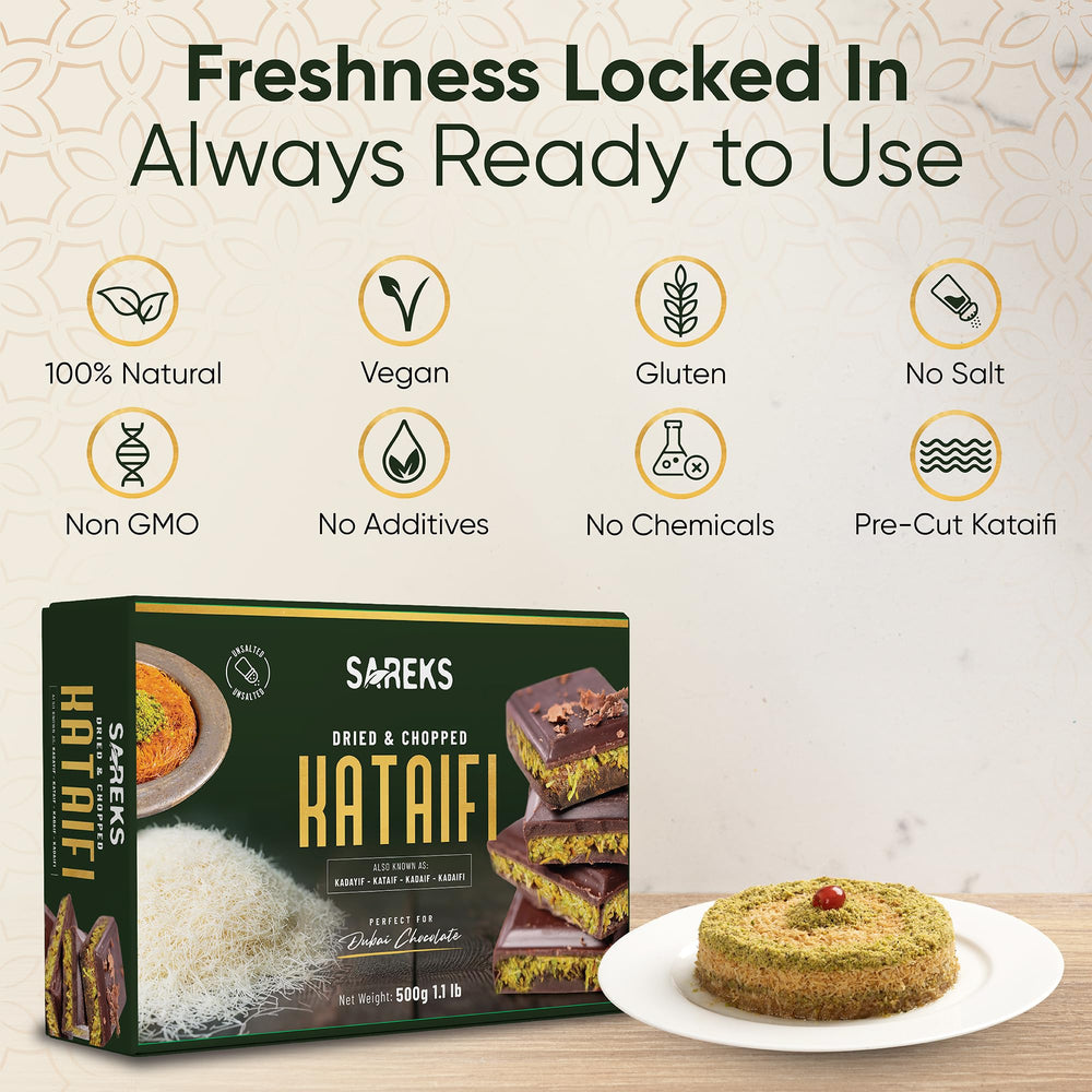 SAREKS Kataifi ready for Dubai-style chocolate bar dessert assembly
