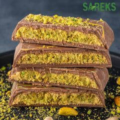 SAREKS Kataifi thin strands bake to a golden crunch for pistachio bars