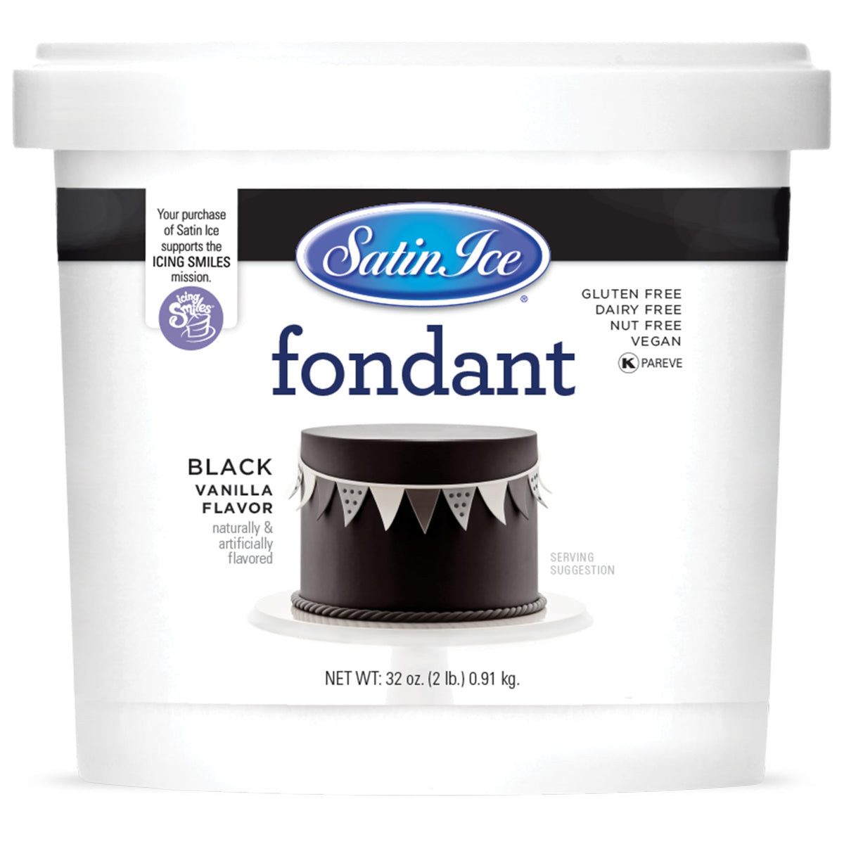 Satin Ice Black Fondant rolled smooth for flawless cake coverage and decoration.