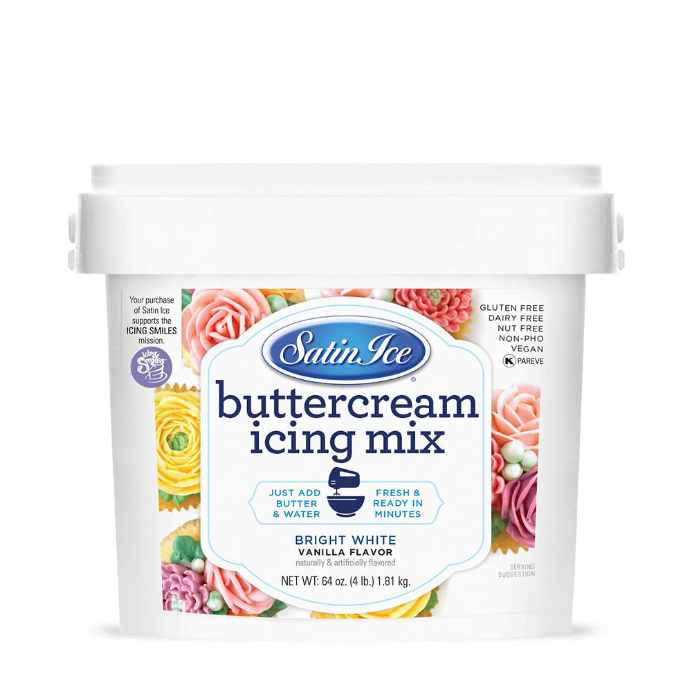 Satin Ice buttercream icing mix whipped to a smooth texture