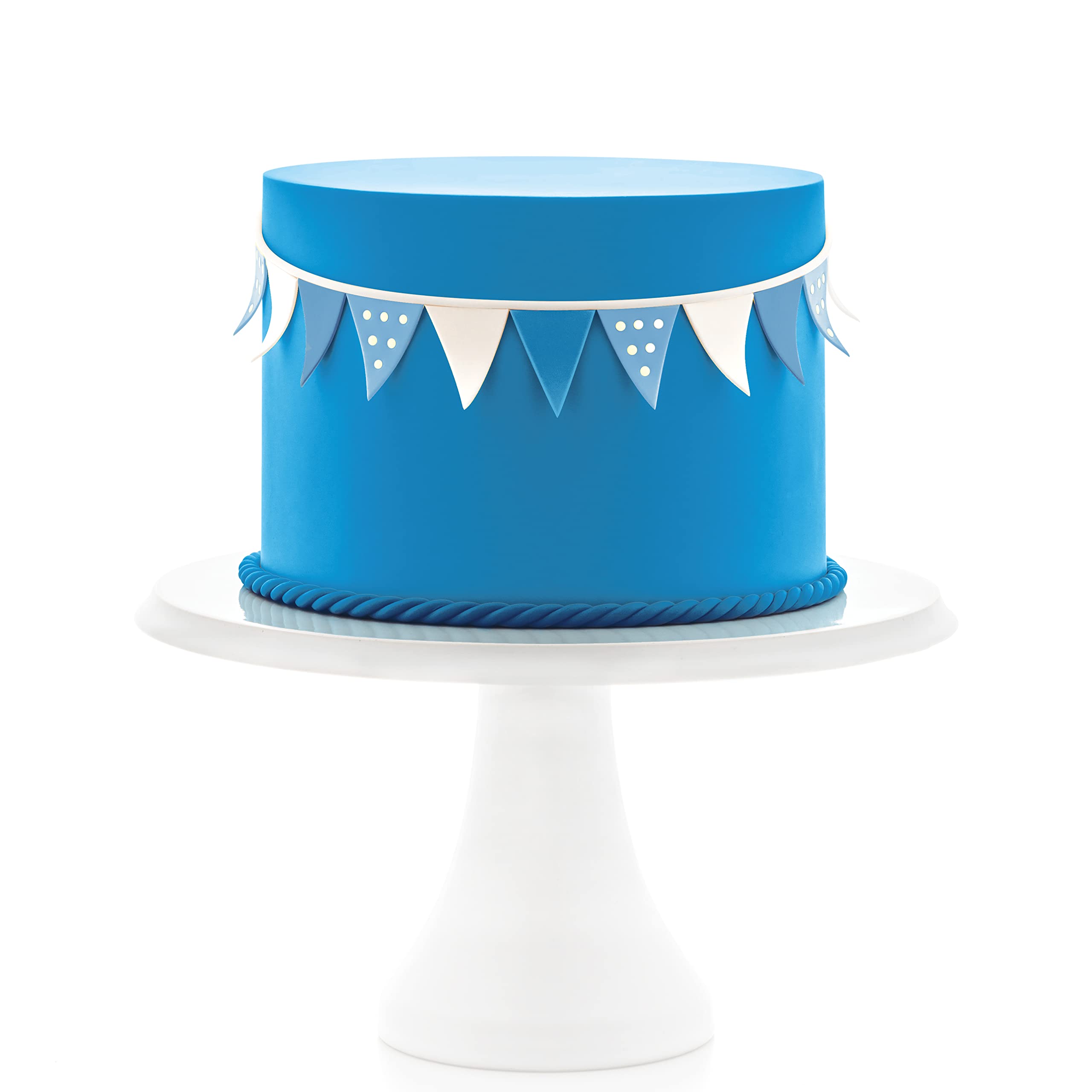 Satin Ice fondant blue decorating toppers enable precise festive shapes.