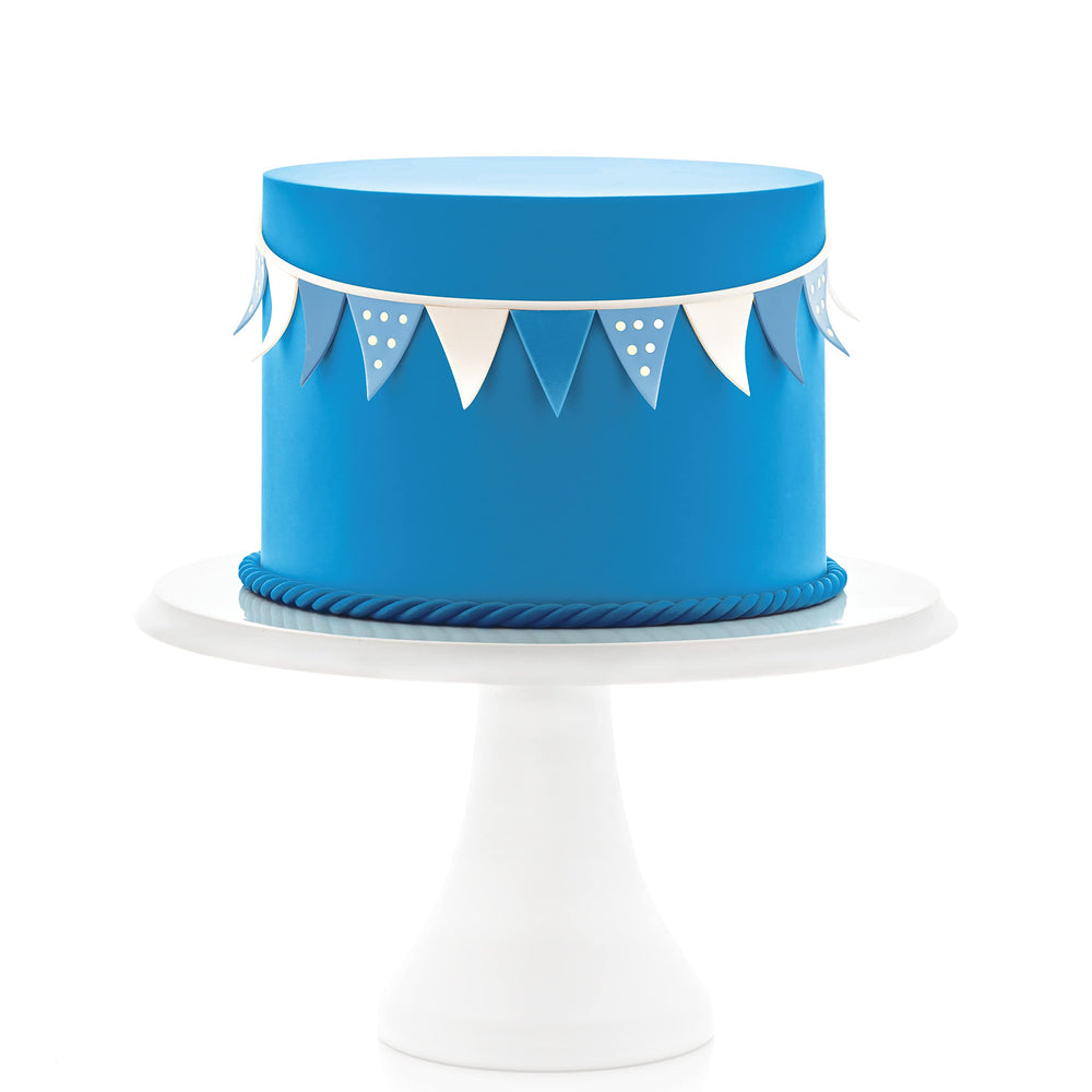 Satin Ice fondant blue decorating toppers enable precise festive shapes.