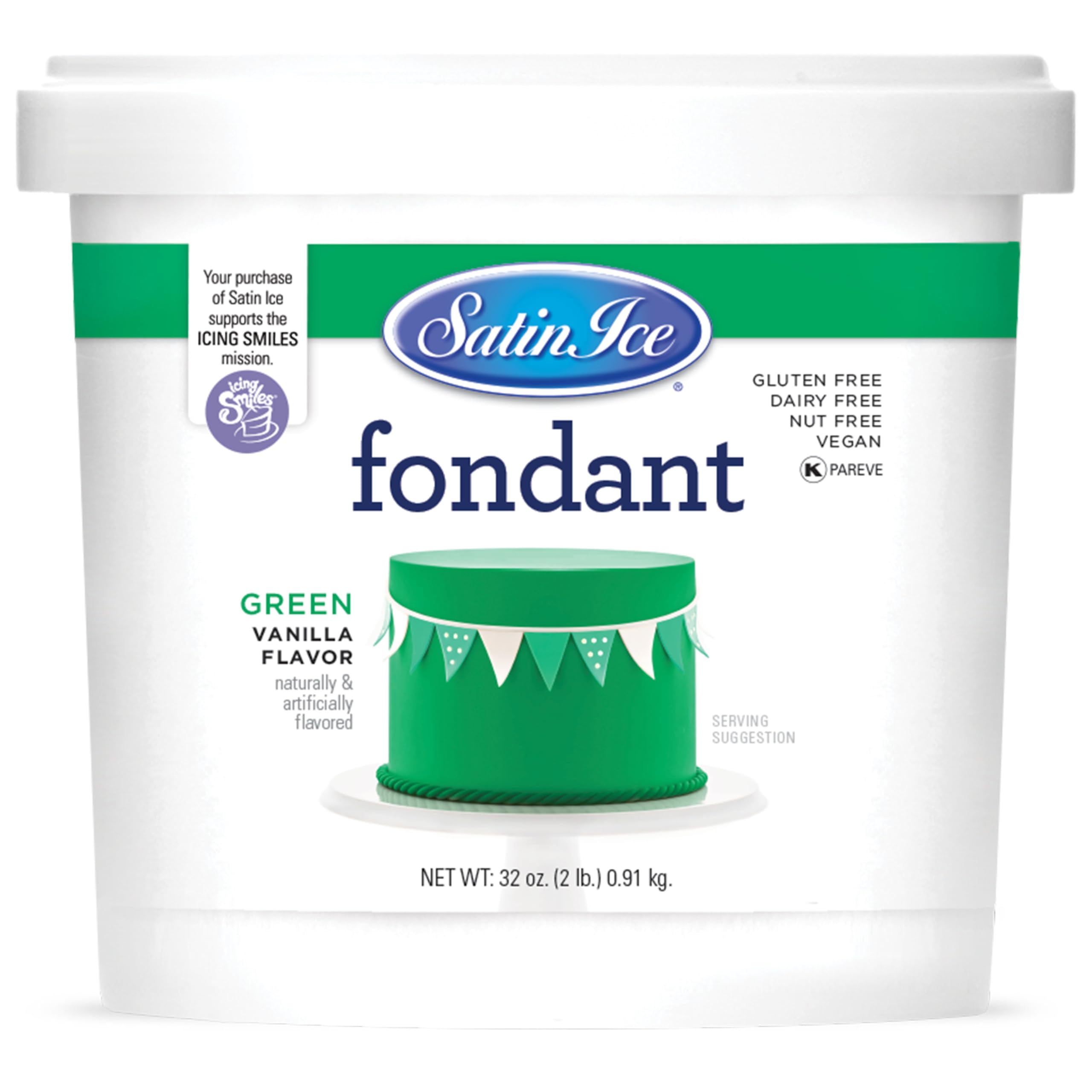 Satin Ice fondant green covering for a seamless cake wrap with a professional finish.