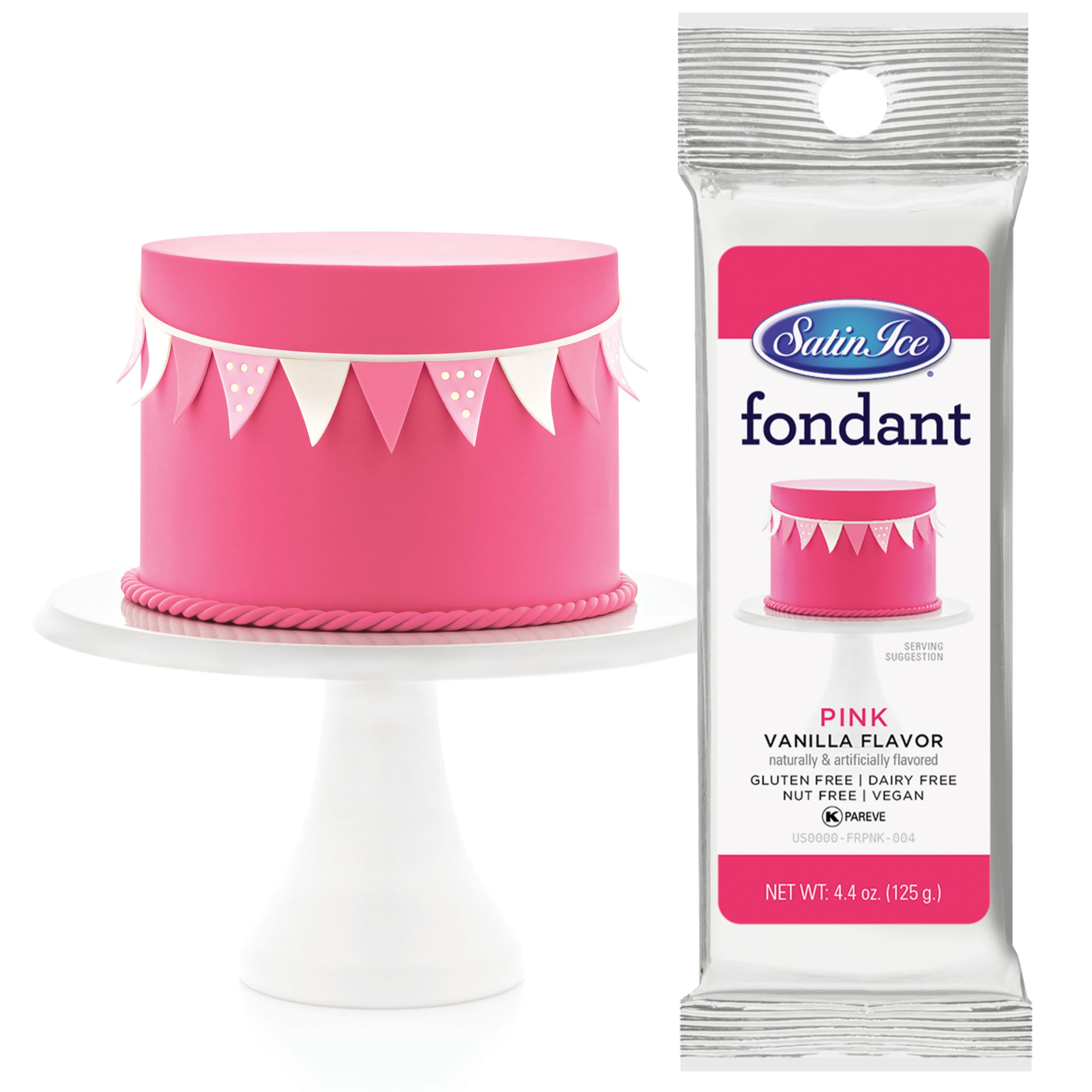 Satin Ice fondant pink smooth rolling for easy, even cake coverage.