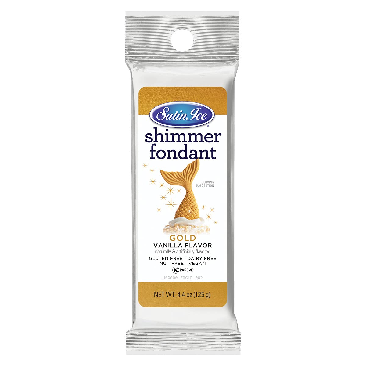 Satin Ice Gold Shimmer Fondant vanilla roll provides a smooth cake finish