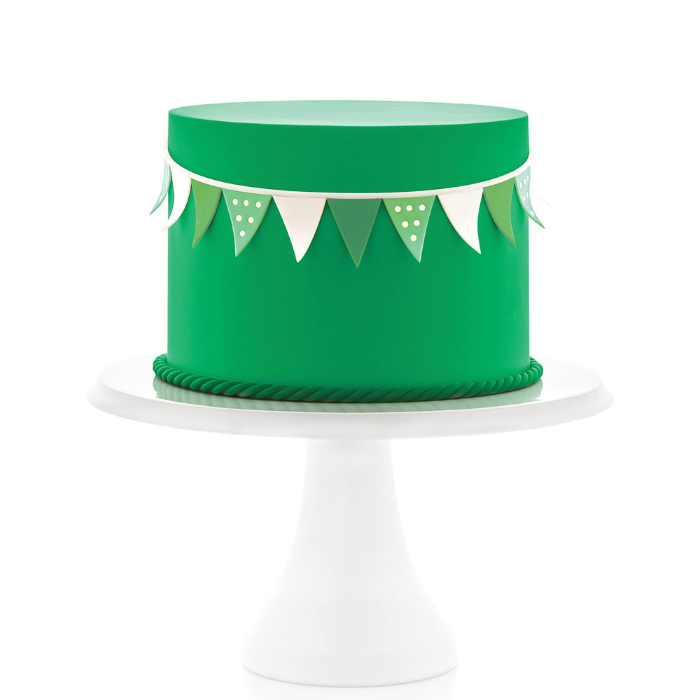 Satin Ice green fondant cut-out shapes for festive details.
