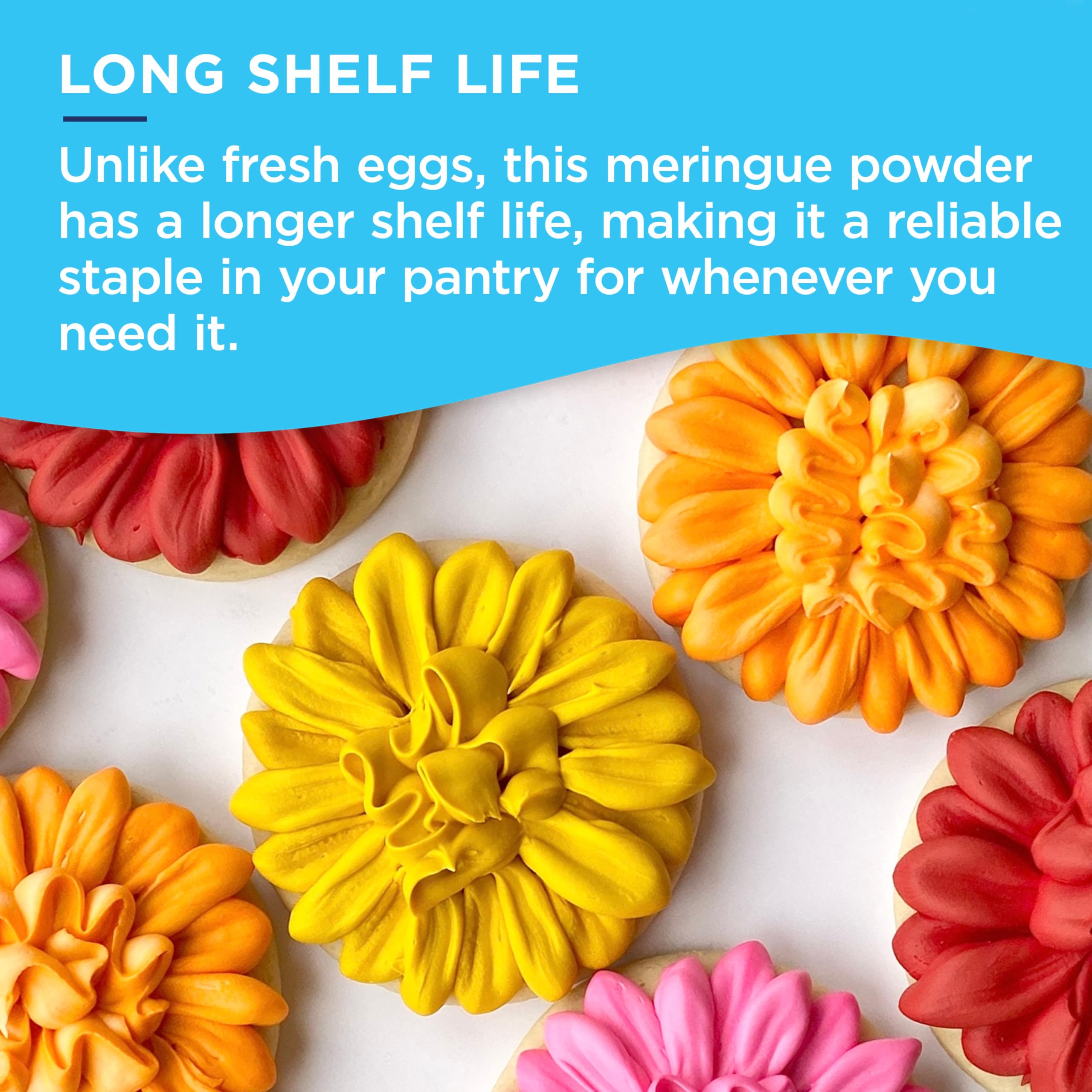 Satin Ice Meringue Powder long shelf life in pantry