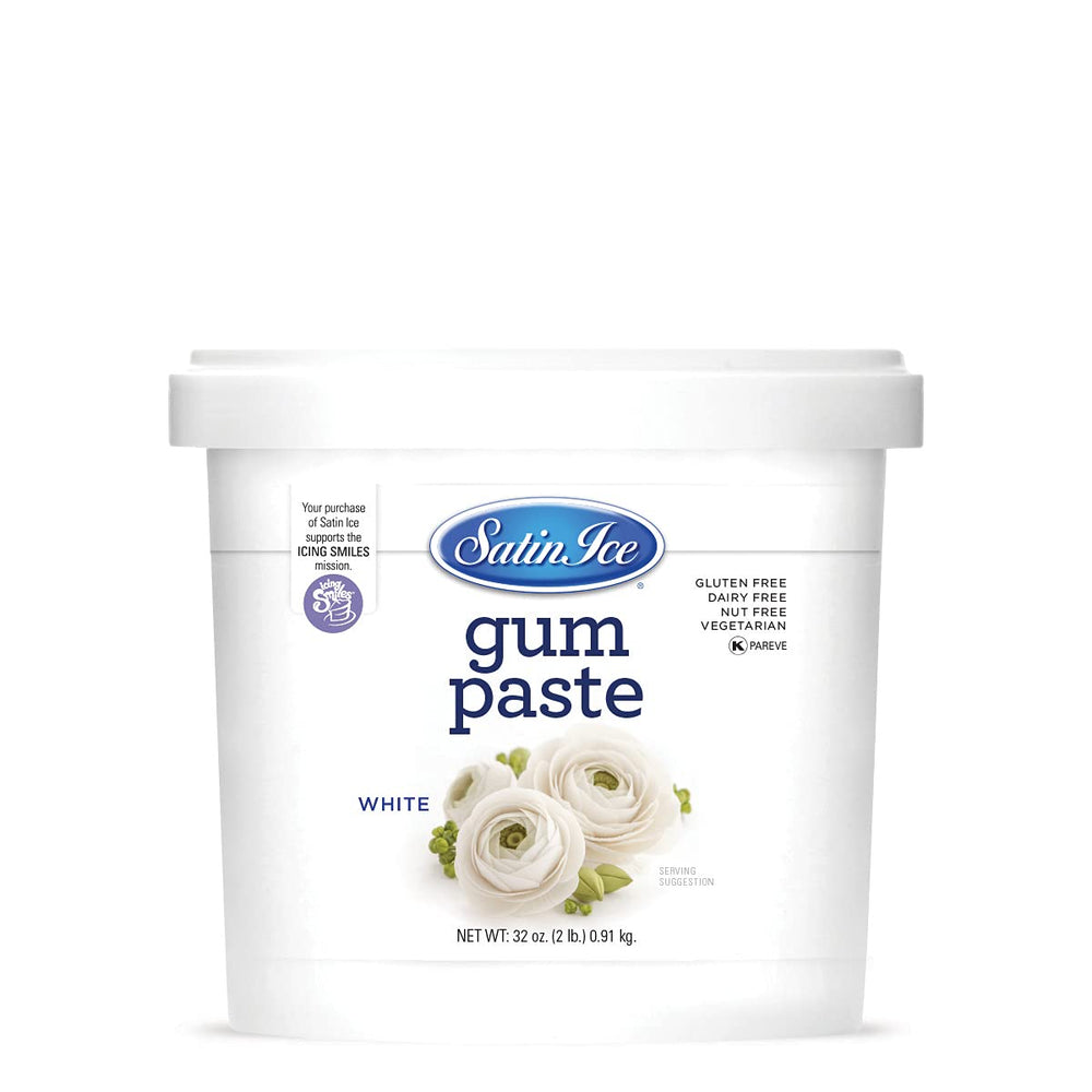 Satin Ice white gum paste 2lb packaging for precise cake decoration