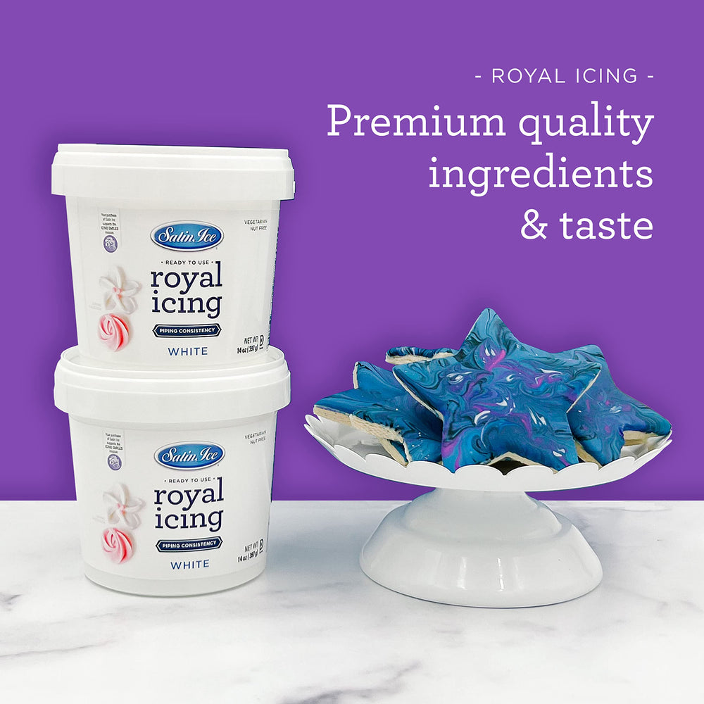 Satin Ice white RTU Royal Icing 14oz resealable pail storage