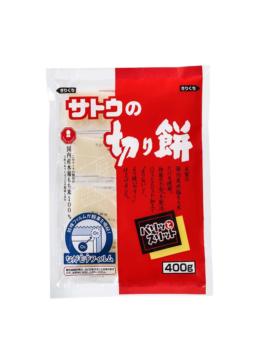 Sato No Kirimochi Parittosuitto 400g packaging front, snack-ready and pantry-friendly.
