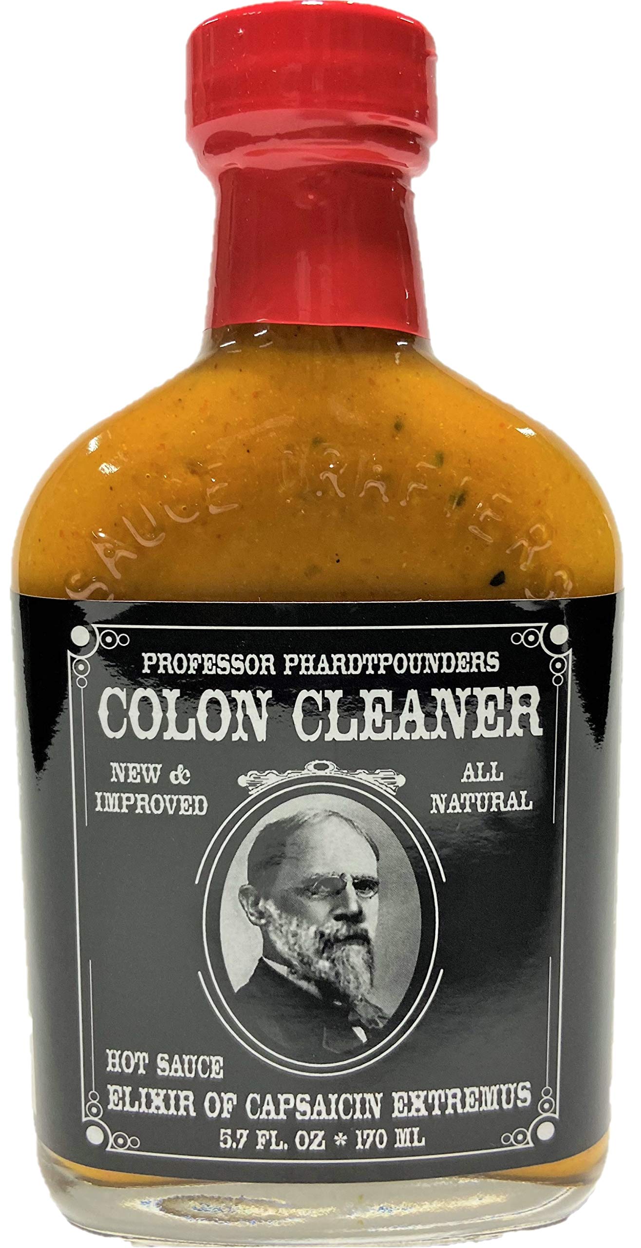 Sauce Crafters Colon Cleaner Hot Sauce bottle adds Caribbean heat to dishes.