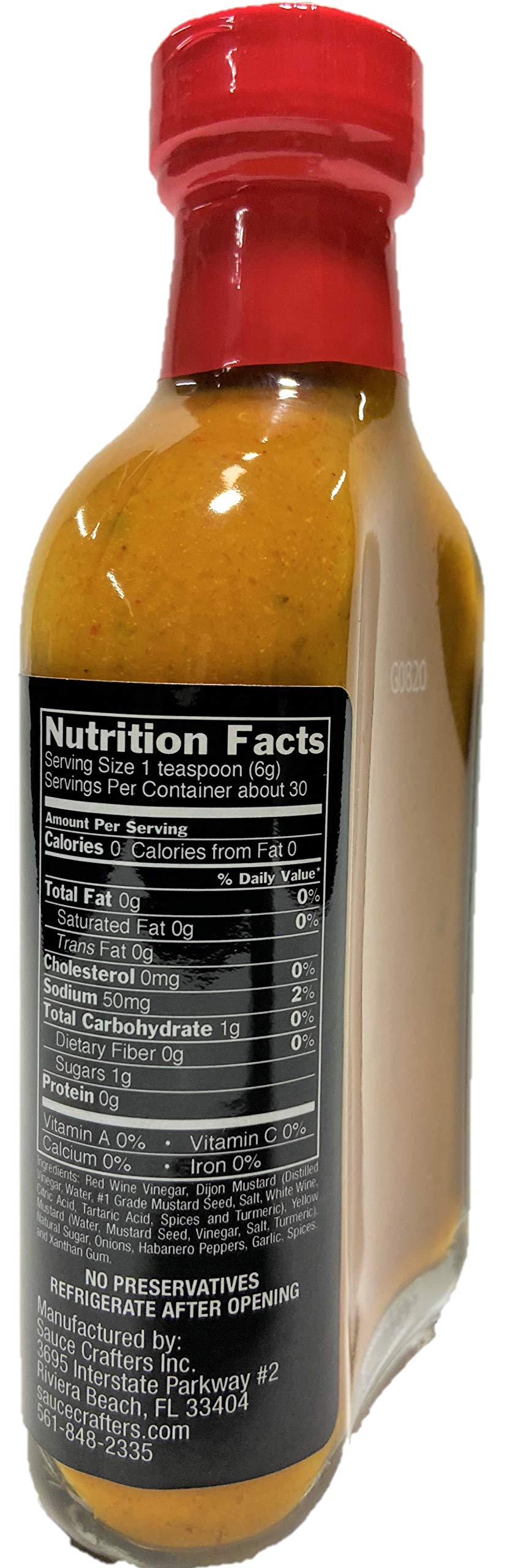 Sauce Crafters Colon Cleaner Hot Sauce label highlights Caribbean mustard flavor for bold meals.